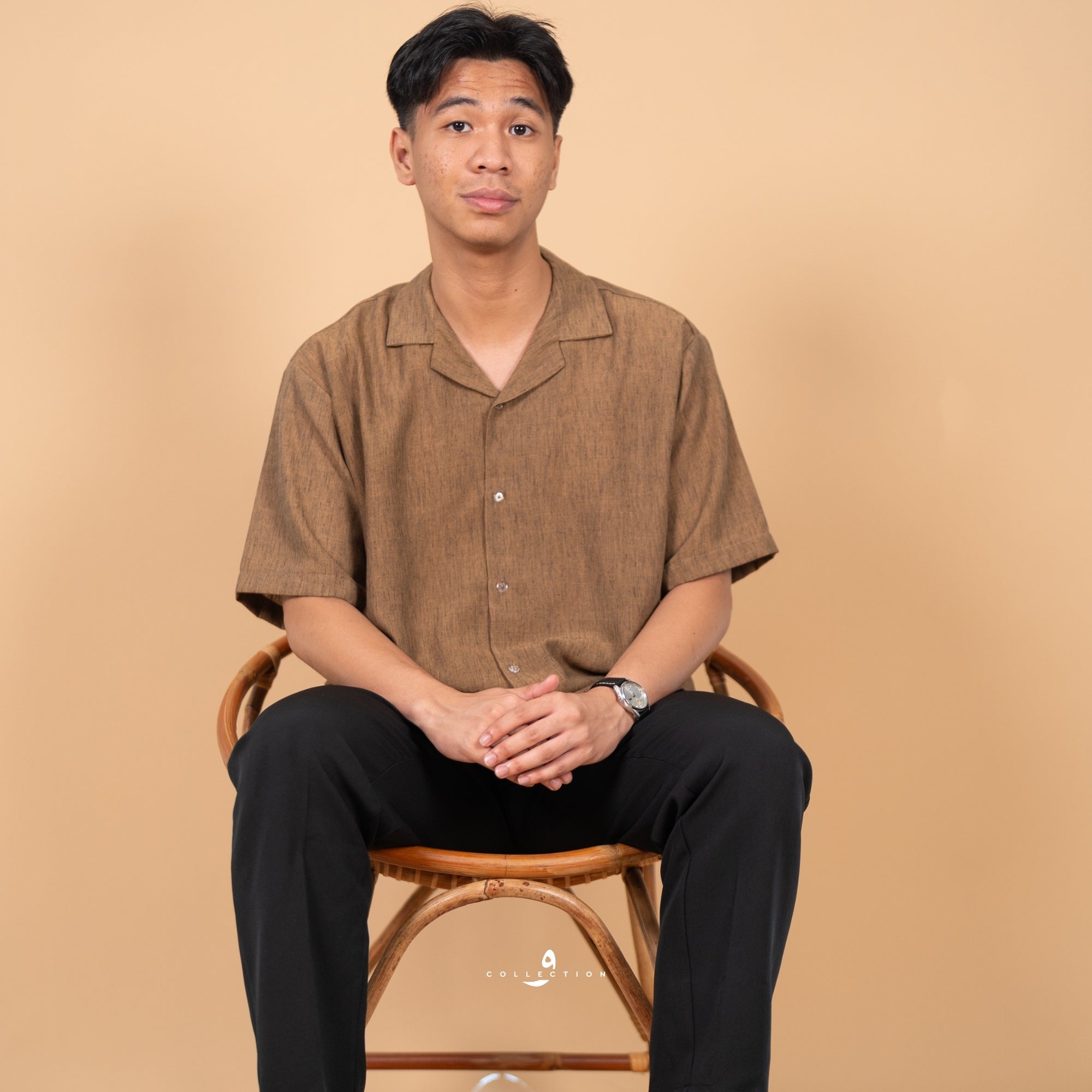 Kemeja Urban Linen Open Collar Baggy