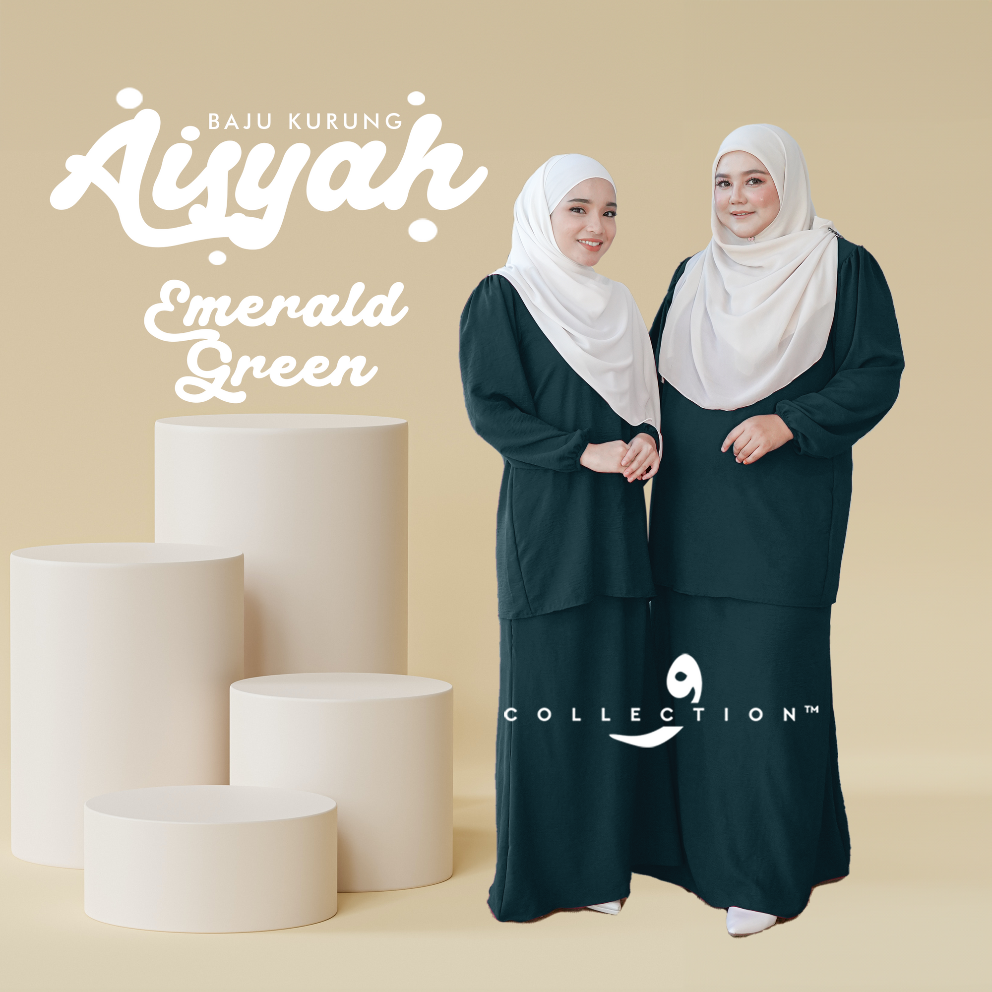 Kurung Aisyah - Emerald green