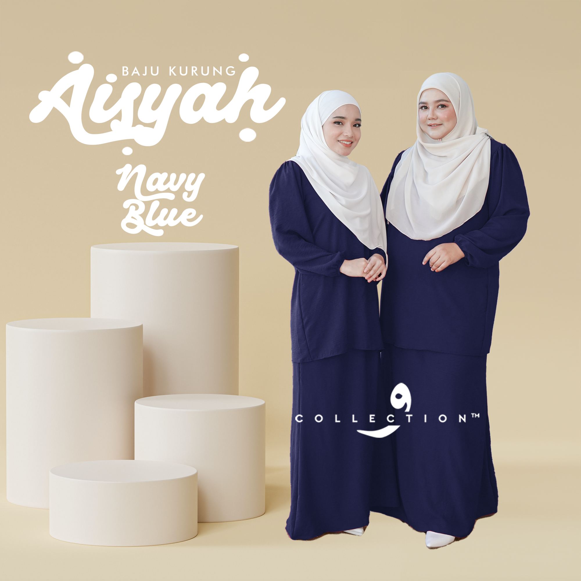 Kurung Aisyah - Navy Blue