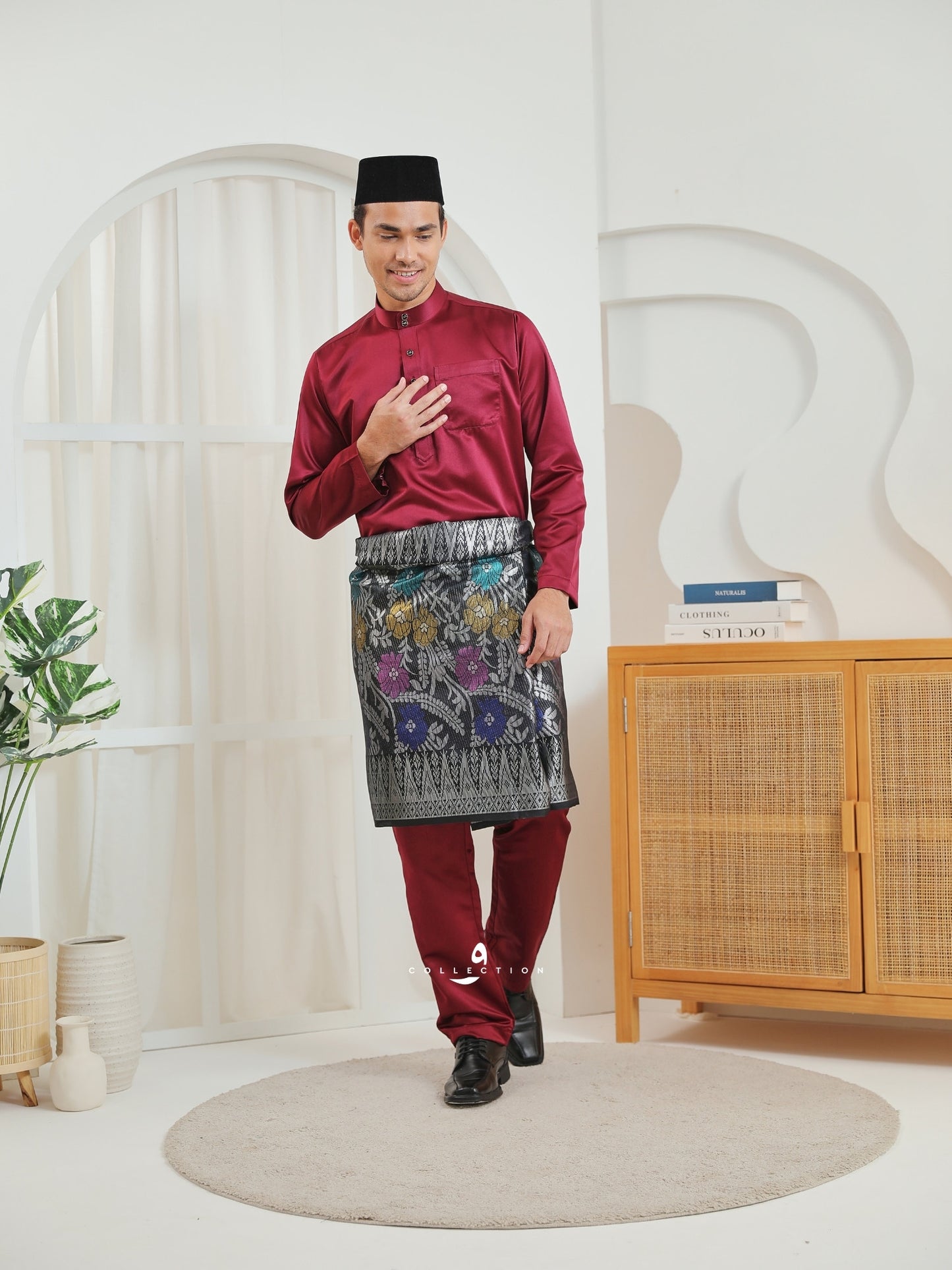 Baju Melayu Cekak Musang - Maroon