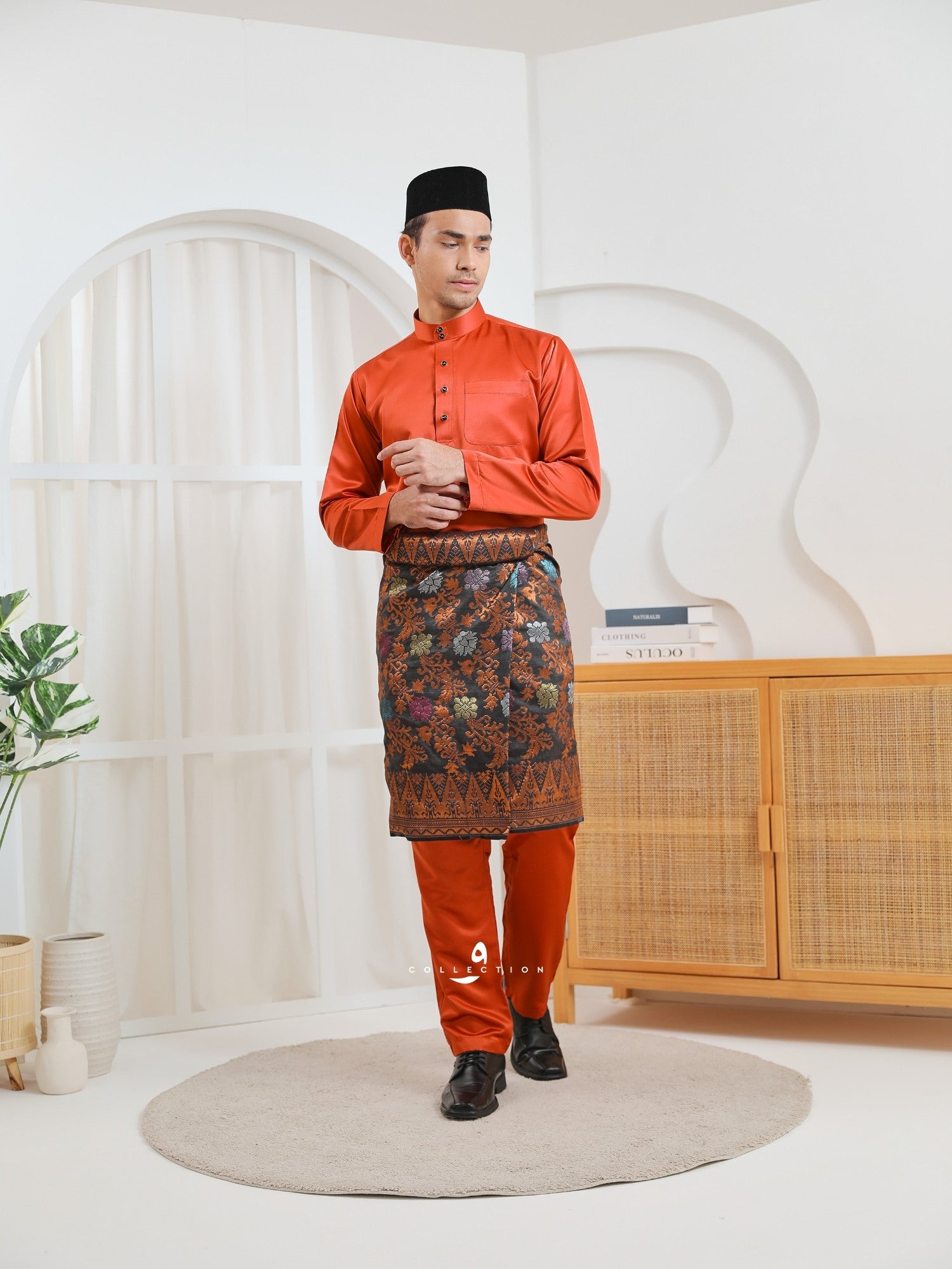 Baju Melayu Cekak Musang - Brick Orange