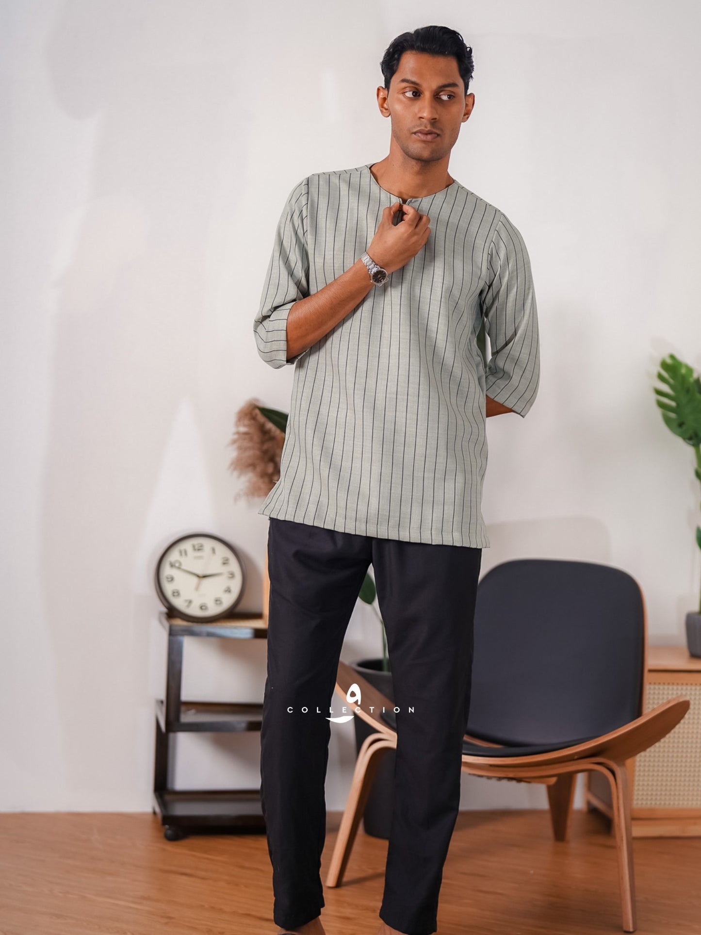 Kurta Ishak Linen - Sage Green