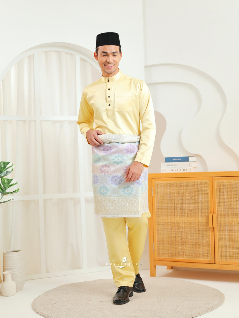 Baju Melayu Cekak Musang - Yellow Pastel