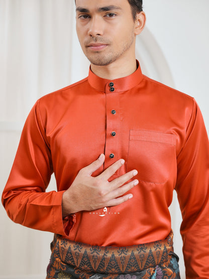Baju Melayu Cekak Musang - Brick Orange