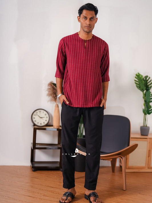 Kurta Ishak Linen - Maroon