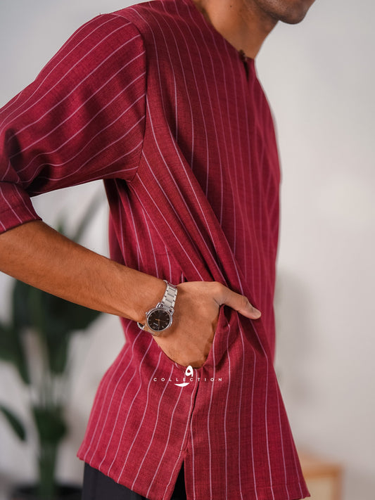 Kurta Ishak Linen - Maroon