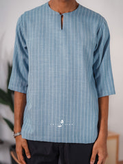 Kurta Ishak Linen - Ash Blue