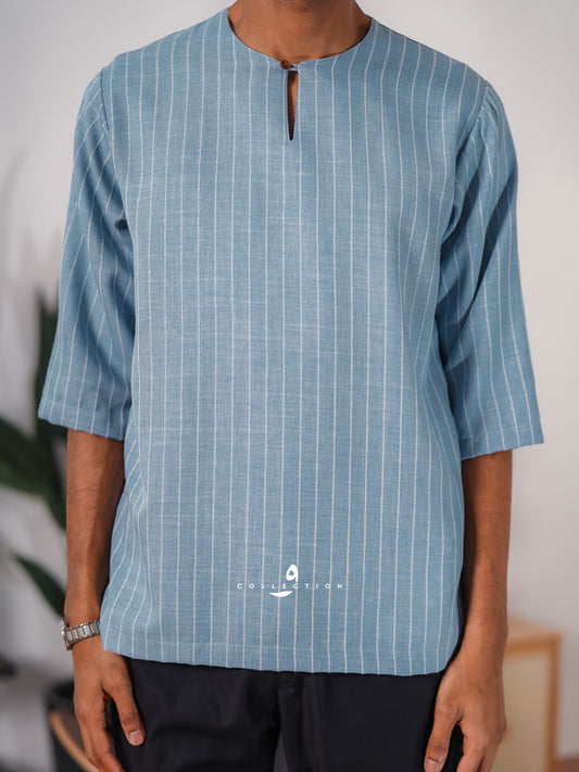 Kurta Ishak Linen - Ash Blue