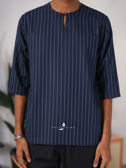 Kurta Ishak Linen - Navy Blue
