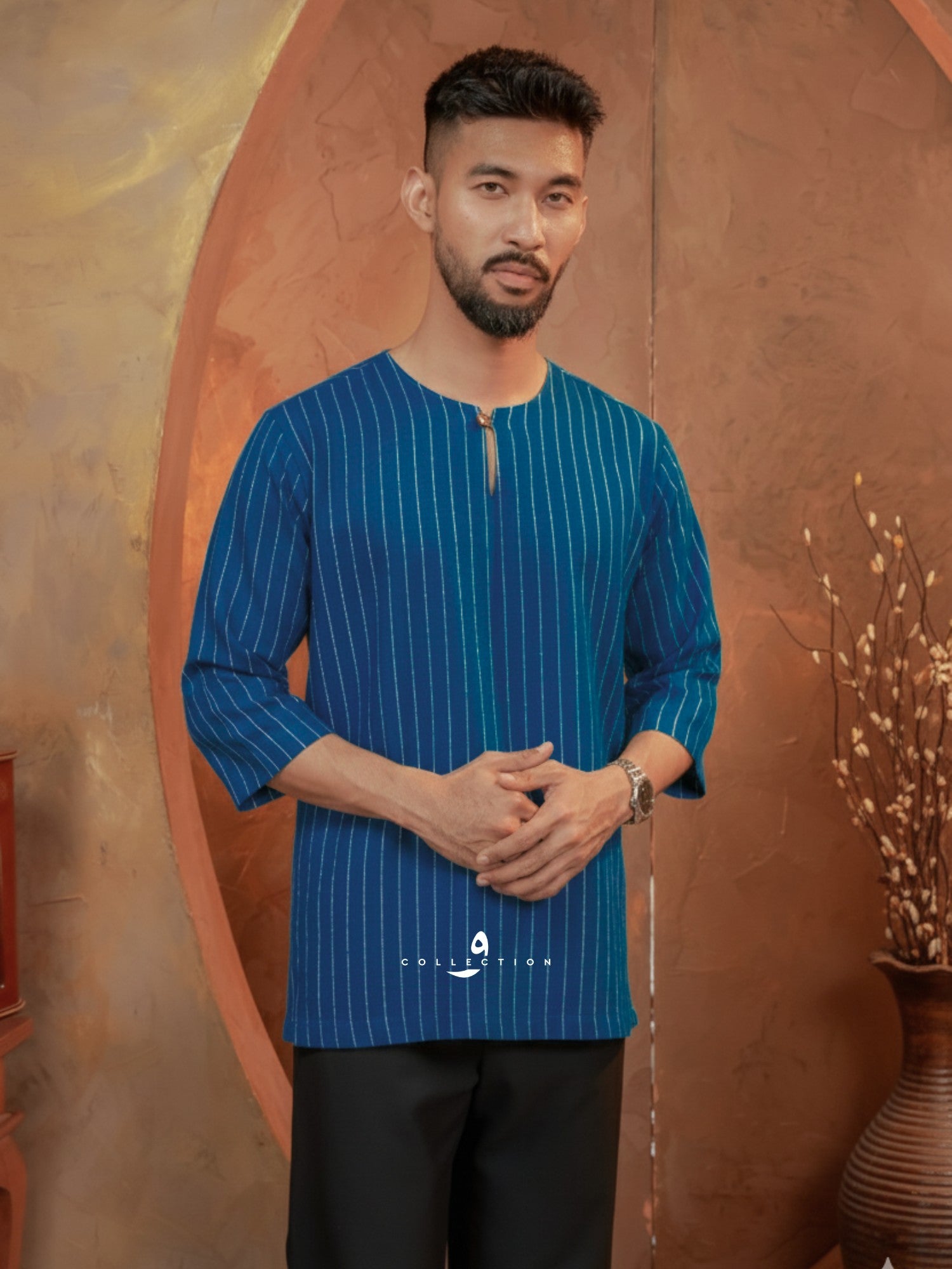 Kurta Ishak Linen - Teal Blue