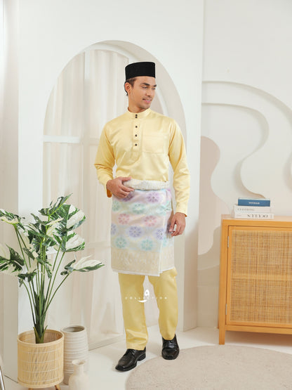 Baju Melayu Cekak Musang - Yellow Pastel