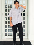 Kemeja Urban Stripe - Grey