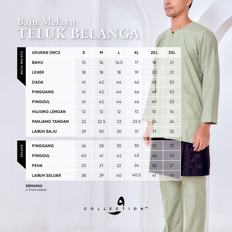Baju Melayu Teluk Belanga - Olive Brown