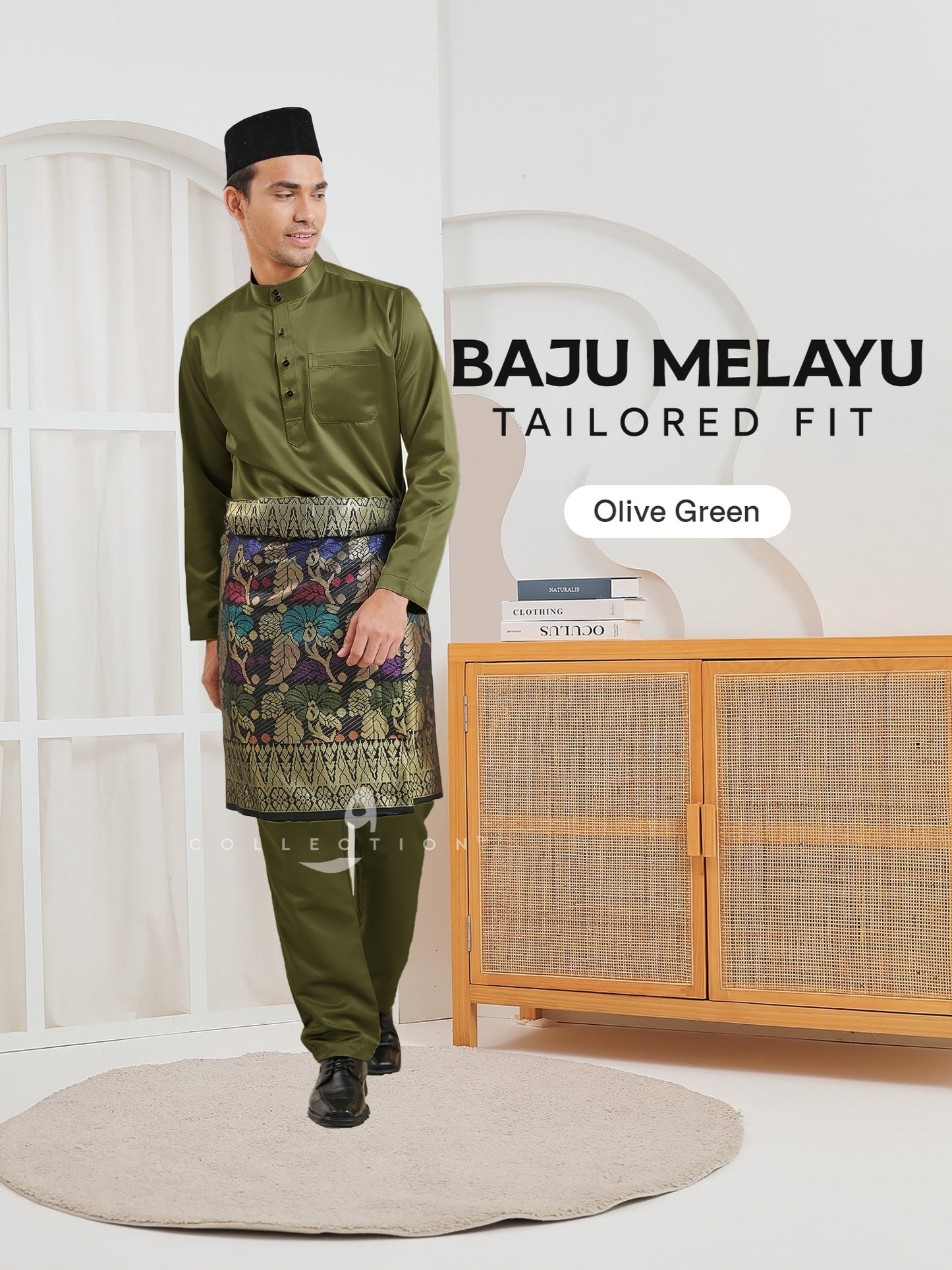 Baju Melayu Cekak Musang - Olive Green