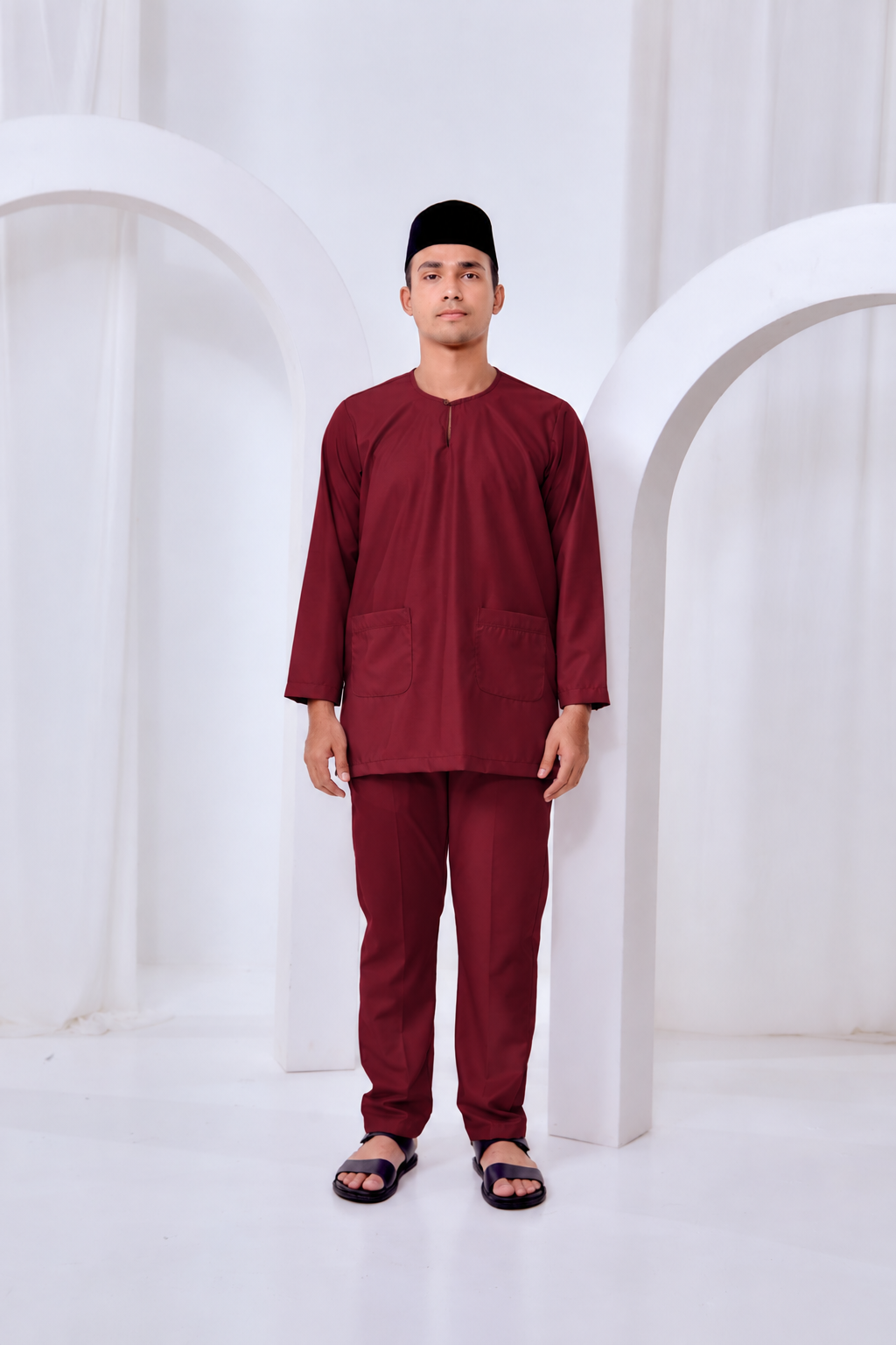 Baju Melayu Teluk Belanga - Maroon