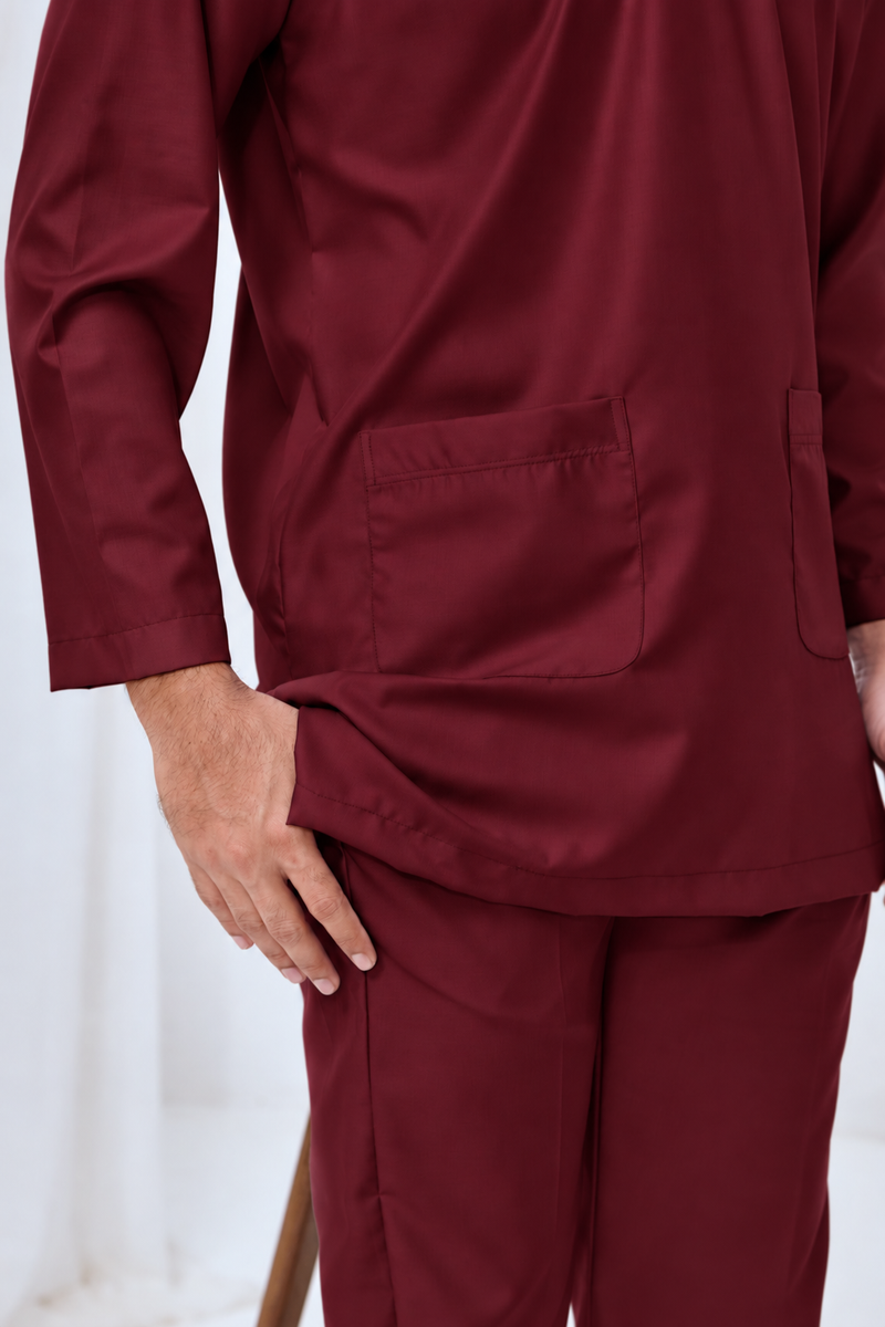 Baju Melayu Teluk Belanga - Maroon