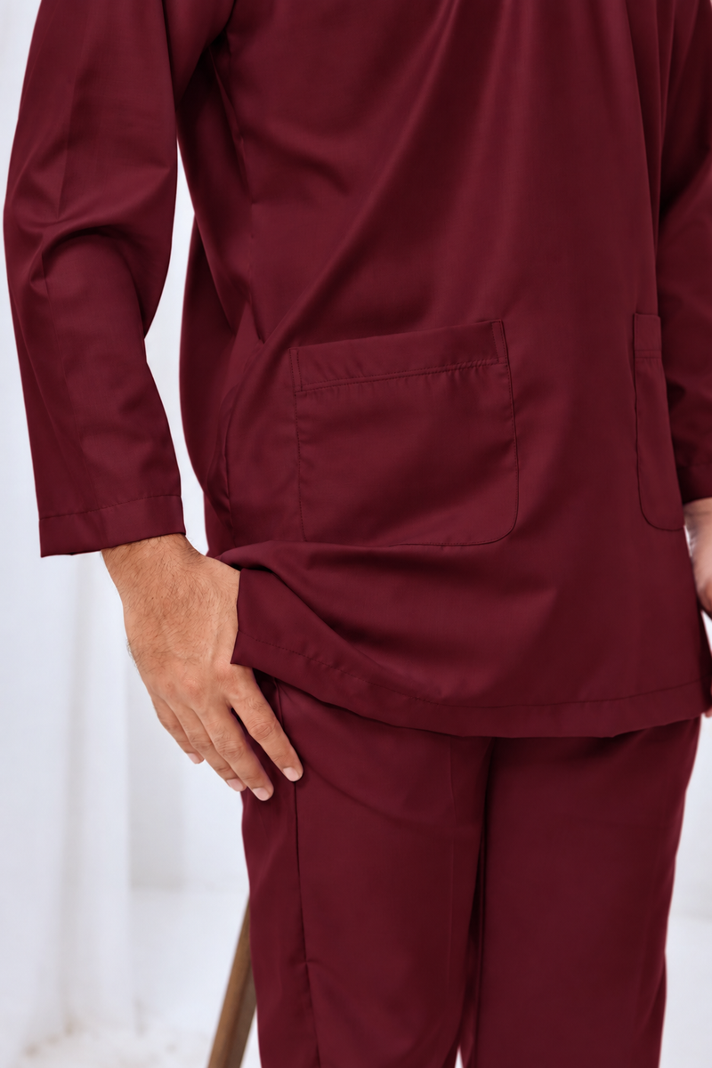 Baju Melayu Teluk Belanga - Burgundy