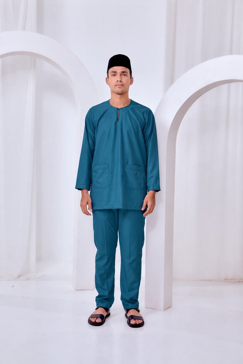 Baju Melayu Teluk Belanga - Teal Blue