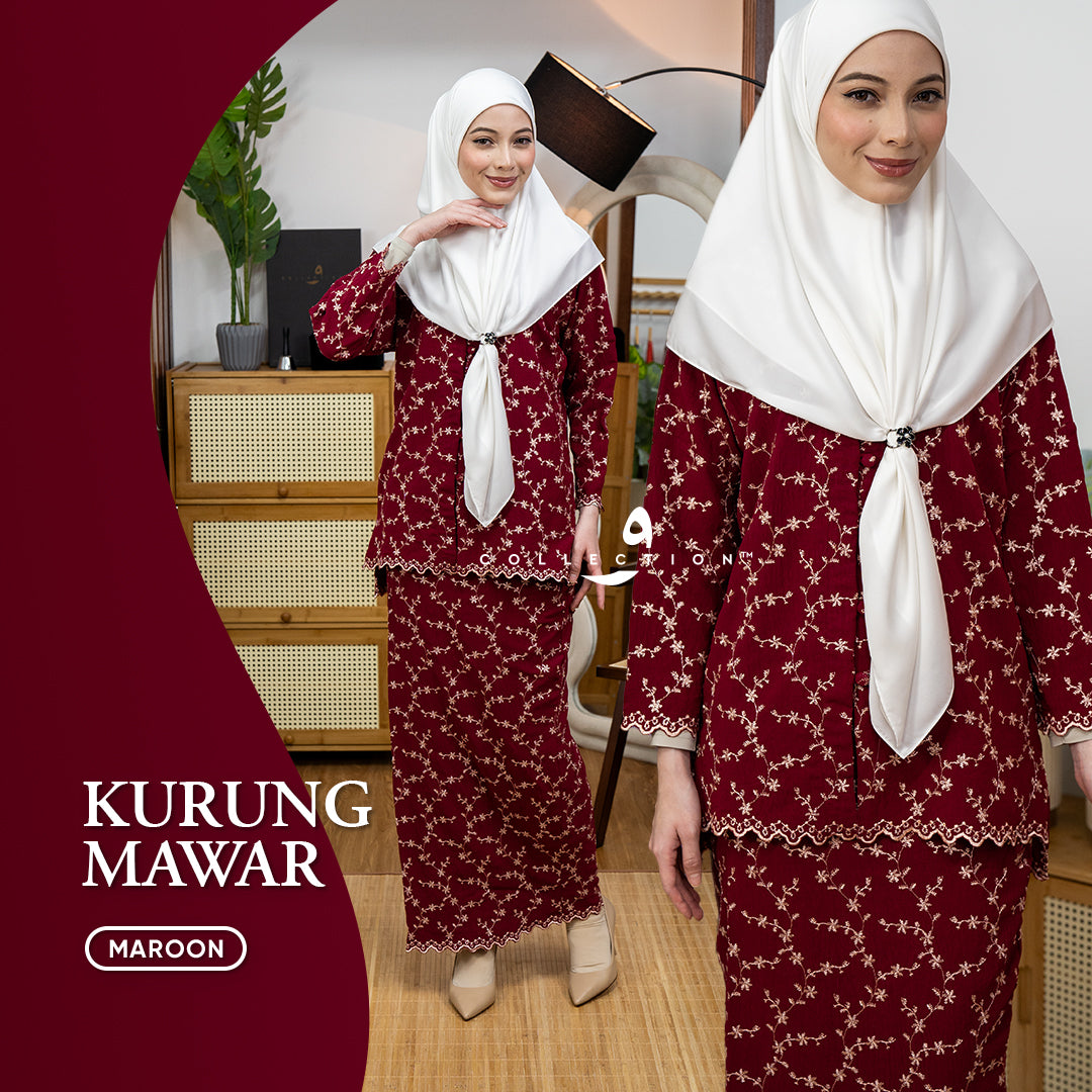 Kurung Mawar - Maroon