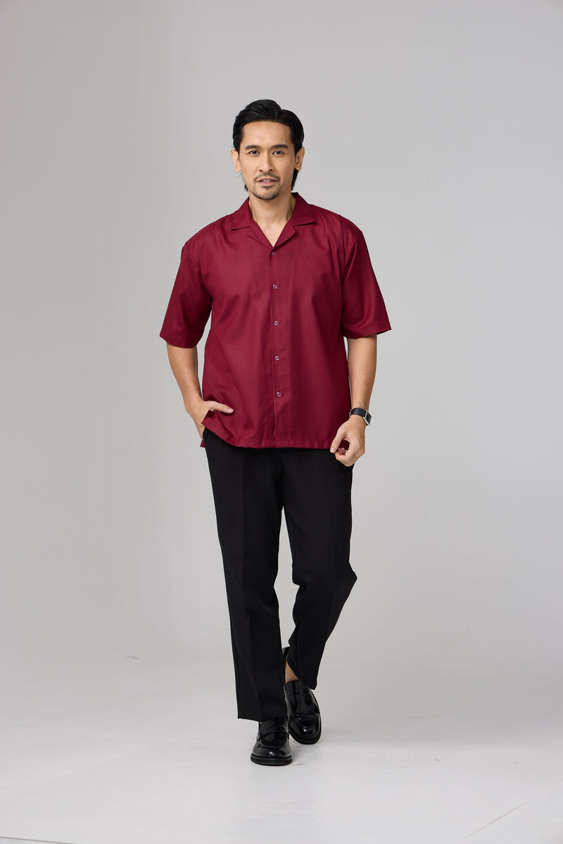 Kemeja Urban Slub - Maroon