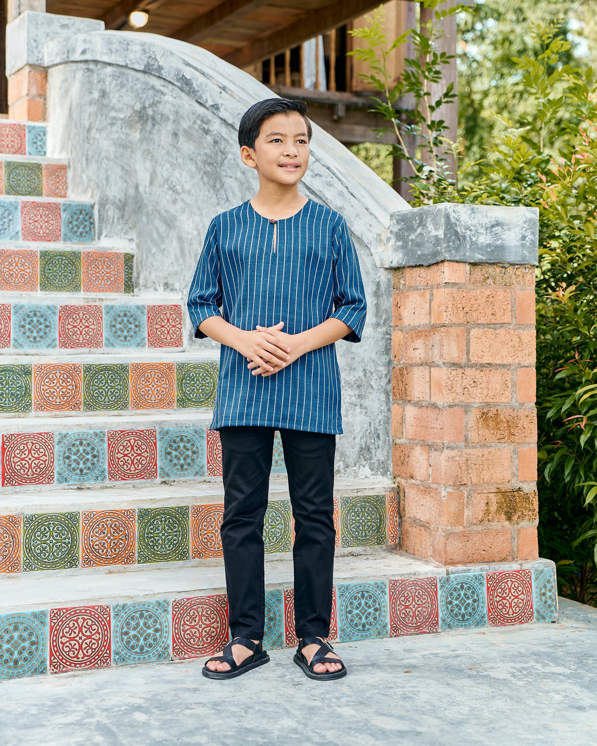 Kurta Ishak Linen - Teal Blue