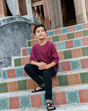 Kurta Ishak Linen - Maroon