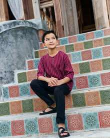 Kurta Ishak Linen - Maroon