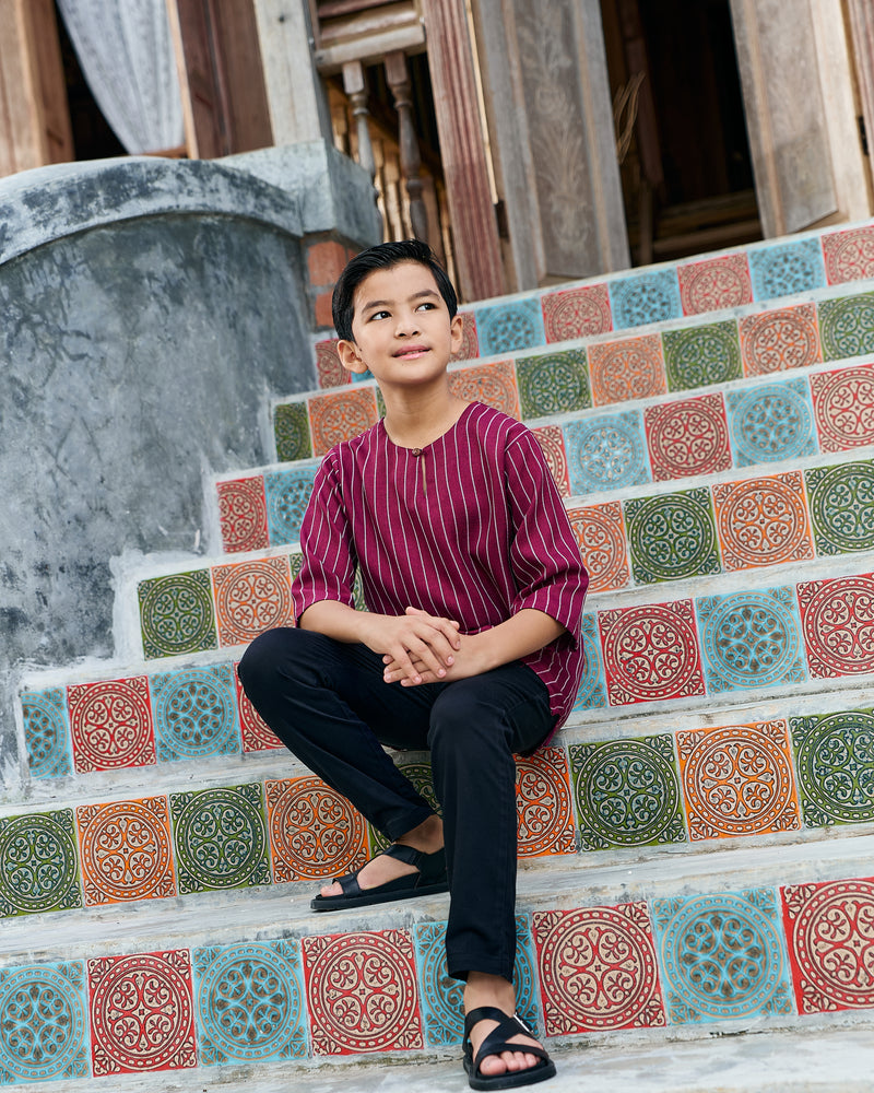 Kurta Ishak Linen - Maroon