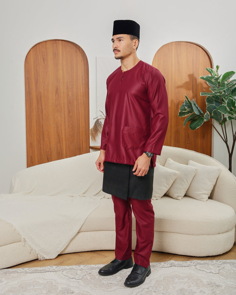 Baju Melayu Teluk Belanga - Maroon