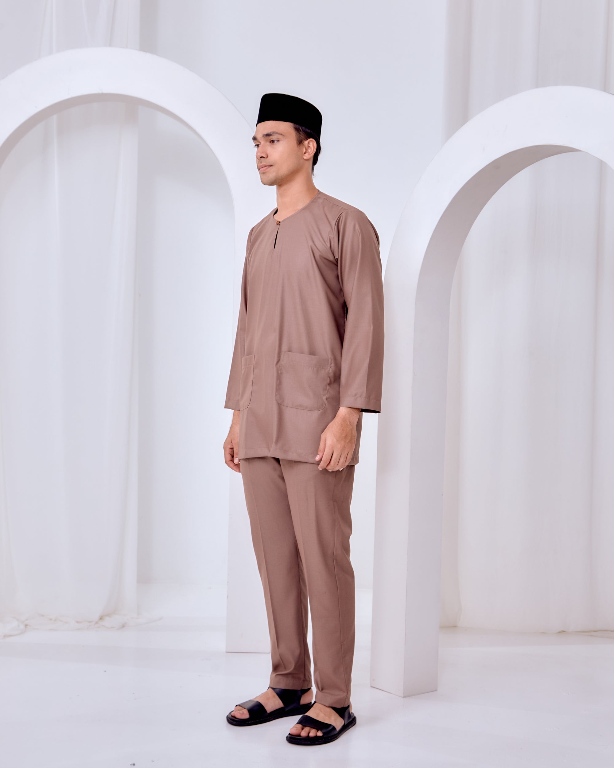 Baju Melayu Teluk Belanga - Olive Brown