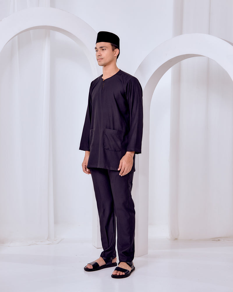 Baju Melayu Teluk Belanga - Black