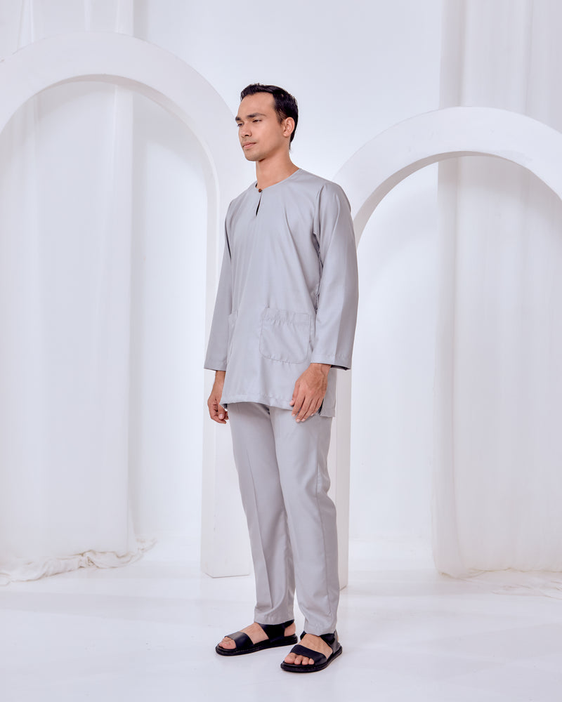 Baju Melayu Teluk Belanga - Light Gray