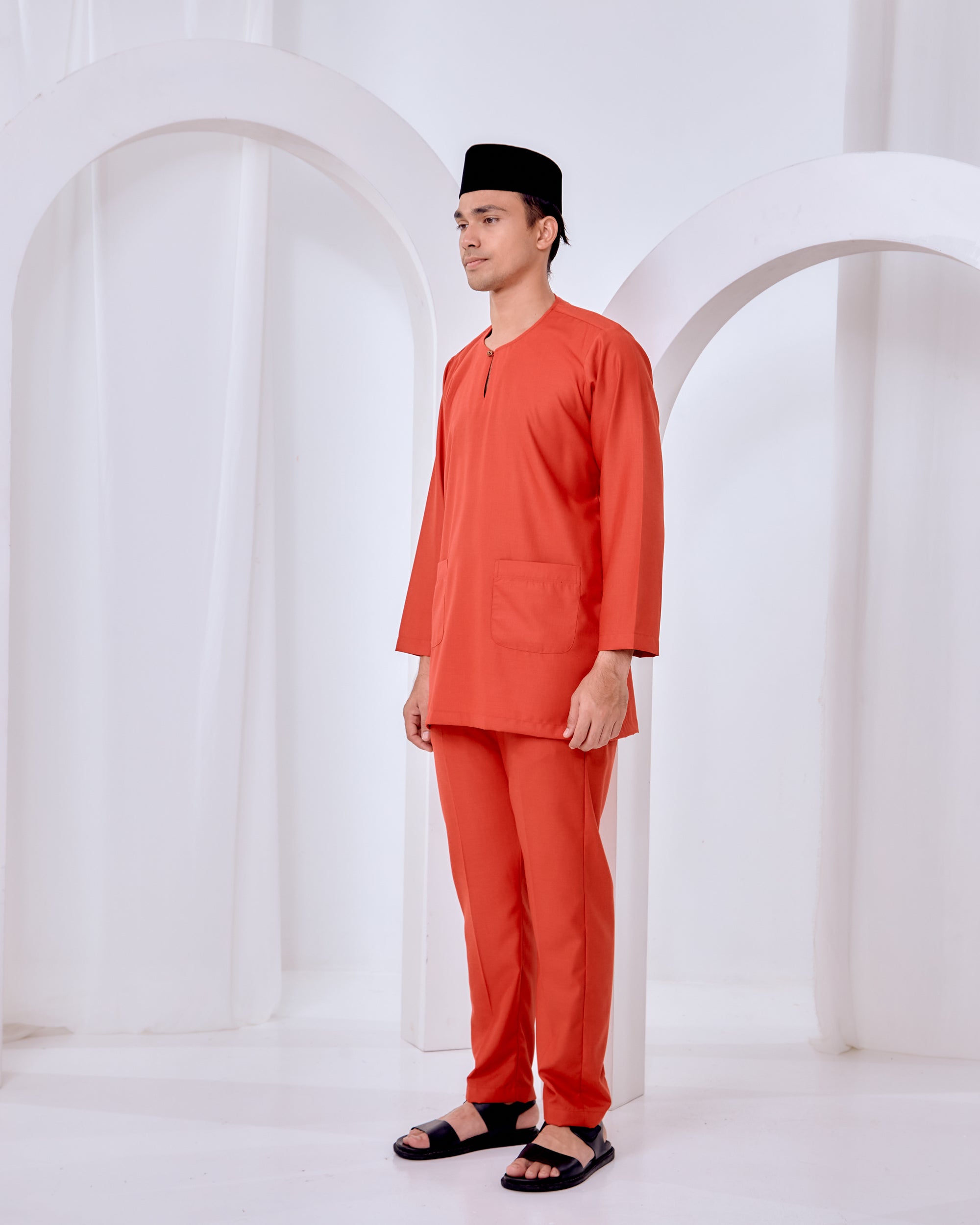 Baju Melayu Teluk Belanga - Brick Orange