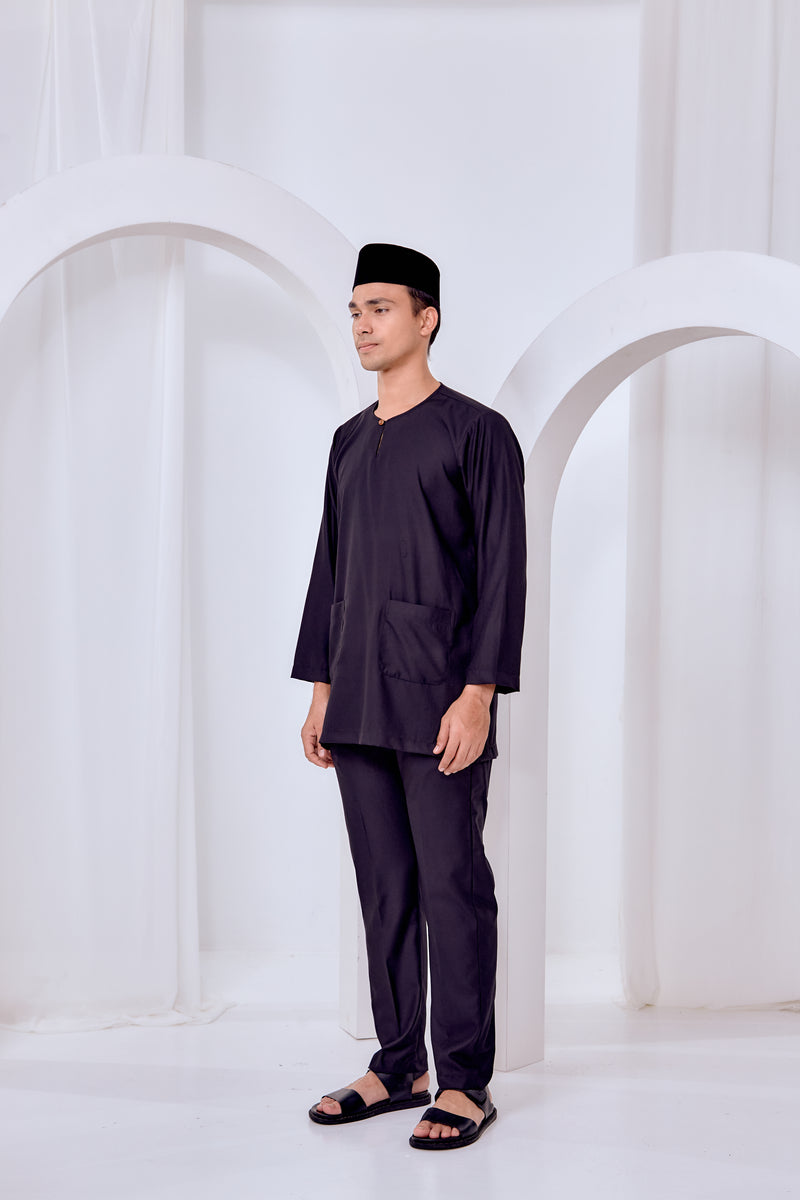 Baju Melayu Teluk Belanga - Black