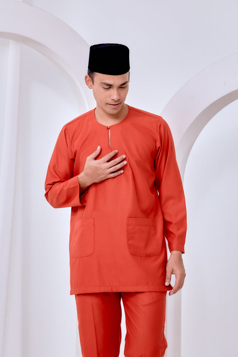 Baju Melayu Teluk Belanga - Brick Orange