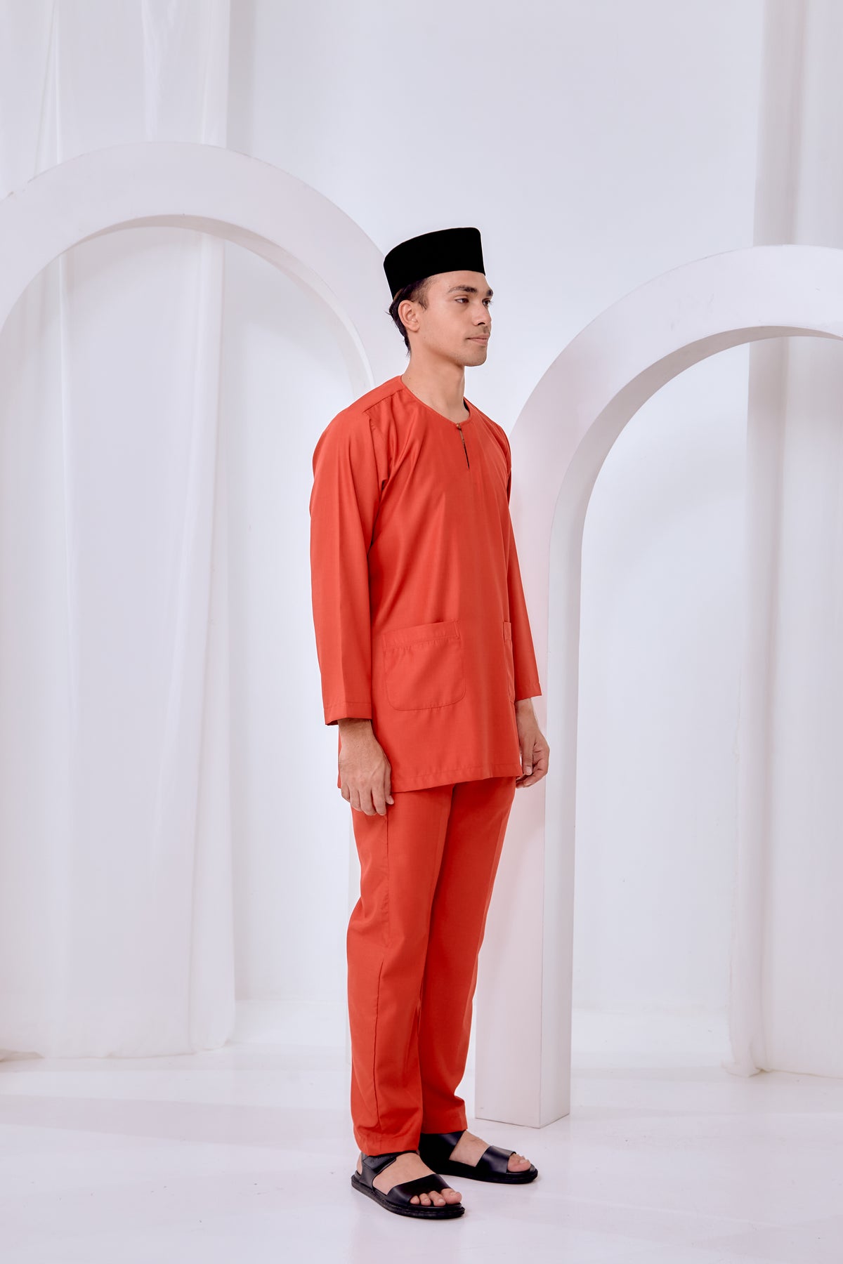 Baju Melayu Teluk Belanga - Brick Orange