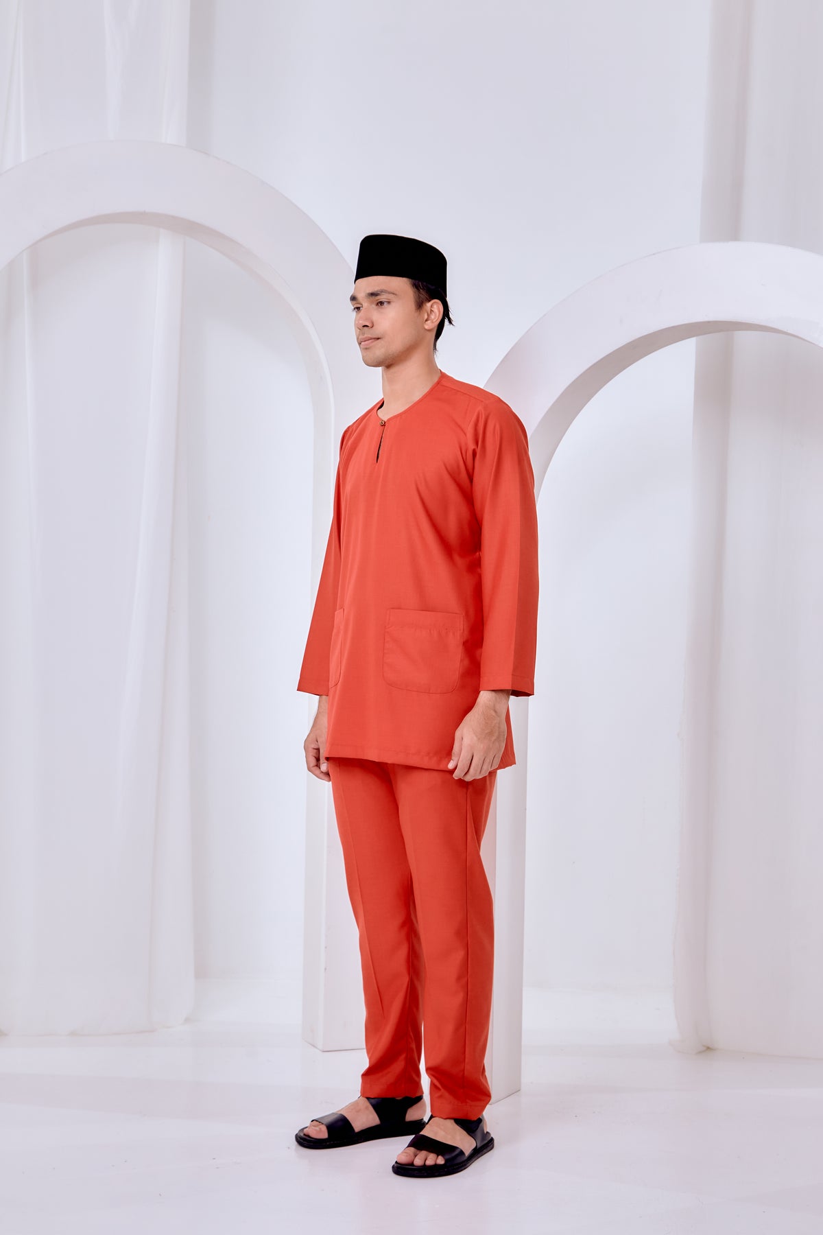 Baju Melayu Teluk Belanga - Brick Orange