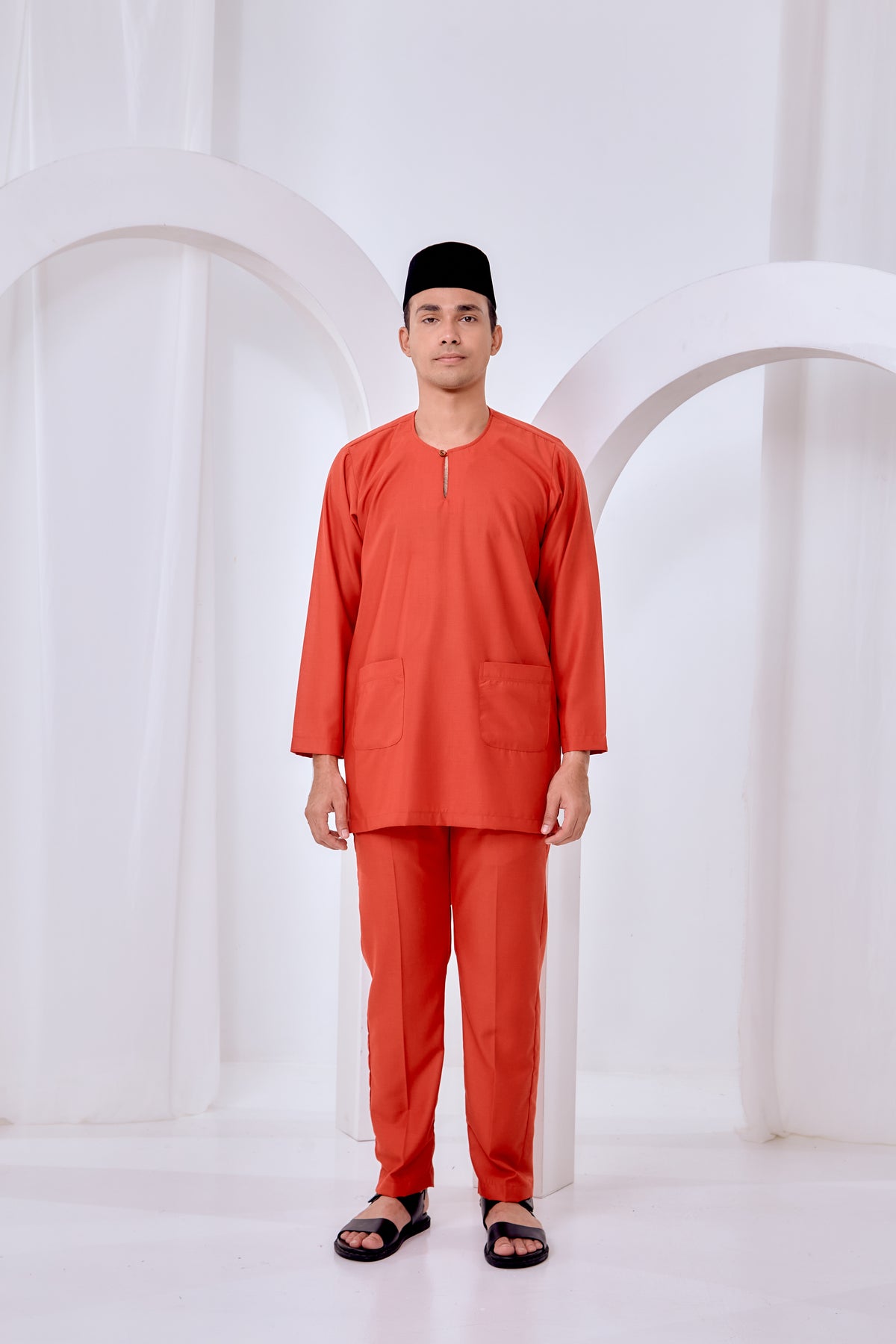Baju Melayu Teluk Belanga - Brick Orange