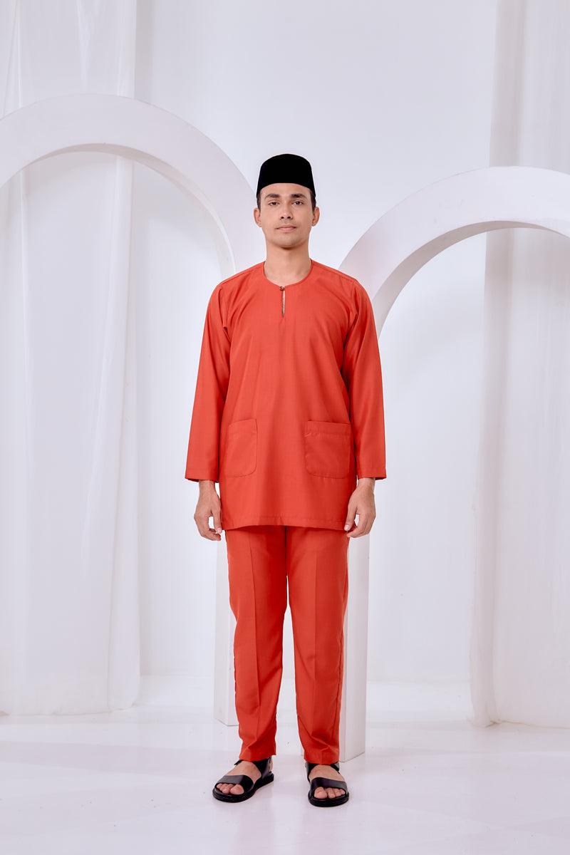 Baju Melayu Teluk Belanga - Brick Orange
