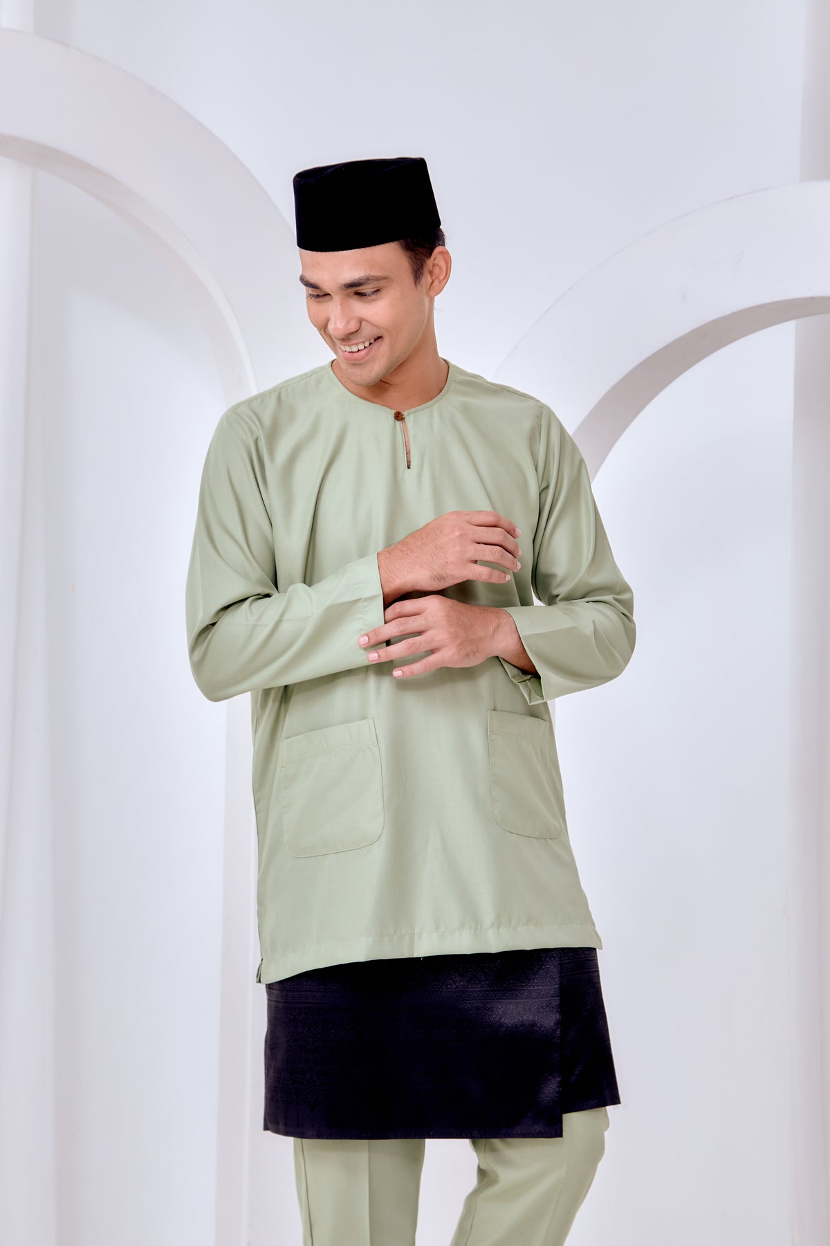 Baju Melayu Teluk Belanga - Sage Green
