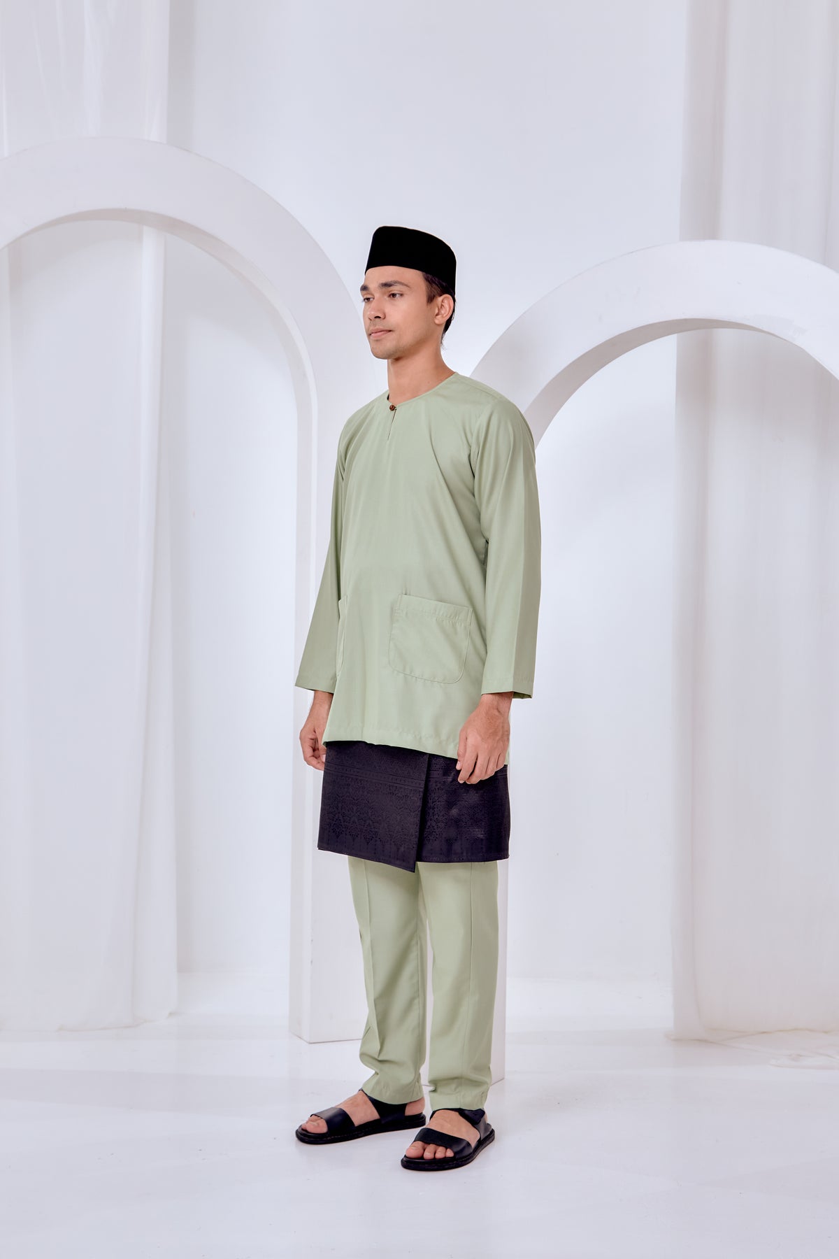 Baju Melayu Teluk Belanga - Sage Green