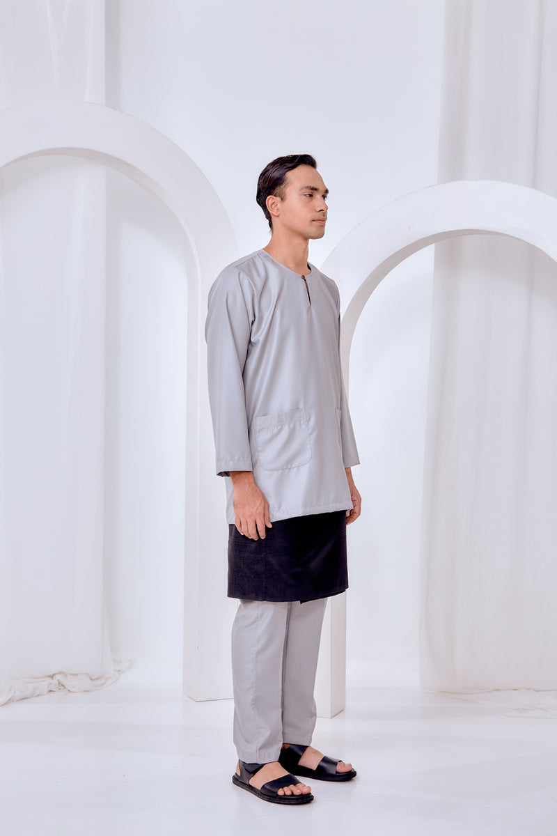 Baju Melayu Teluk Belanga - Light Gray