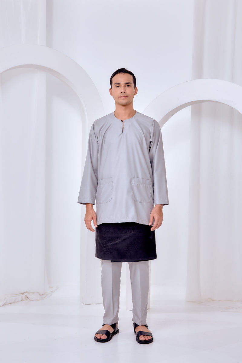 Baju Melayu Teluk Belanga - Light Gray